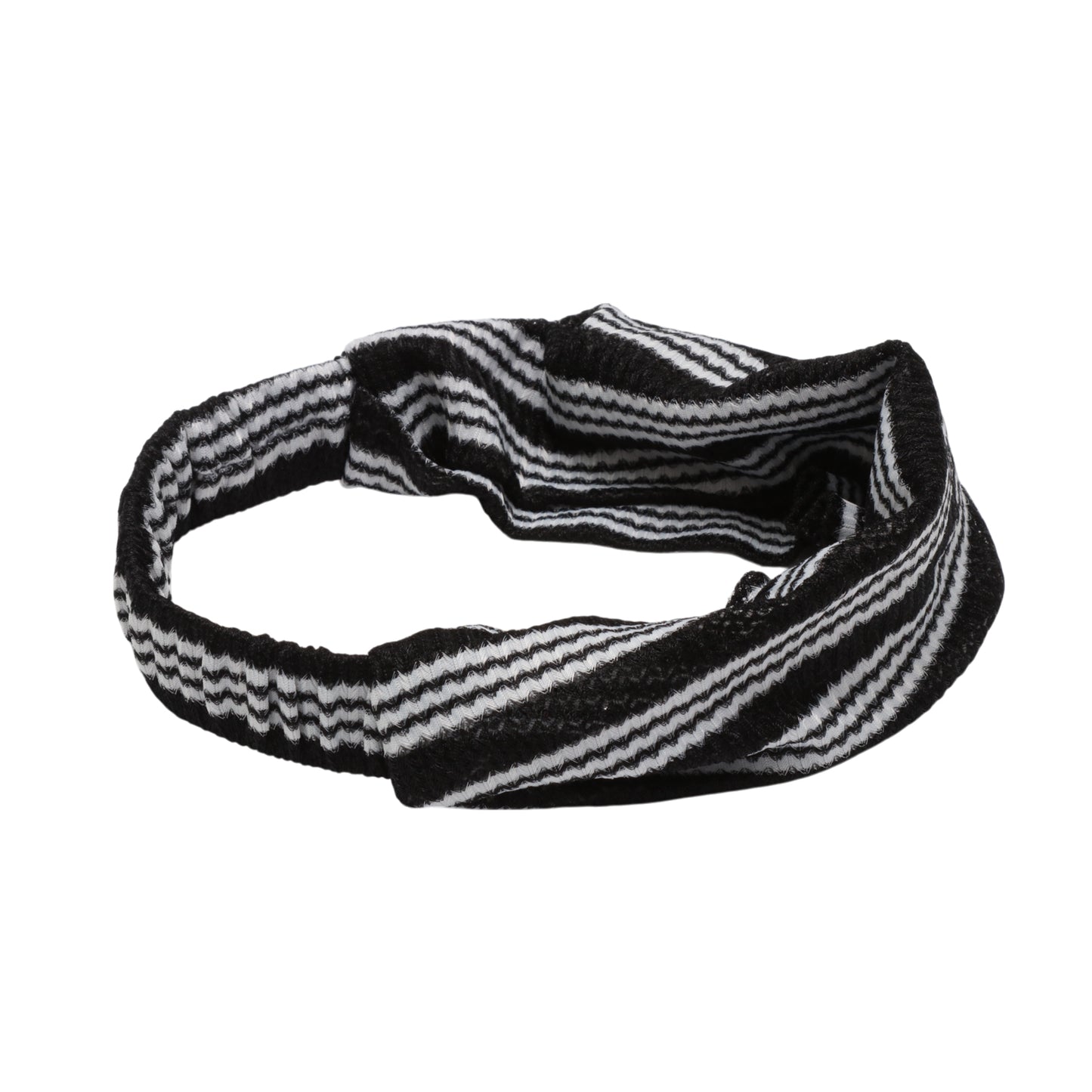 Stripes Stretch Fabric Wide Headband for Women Black 1 Pc