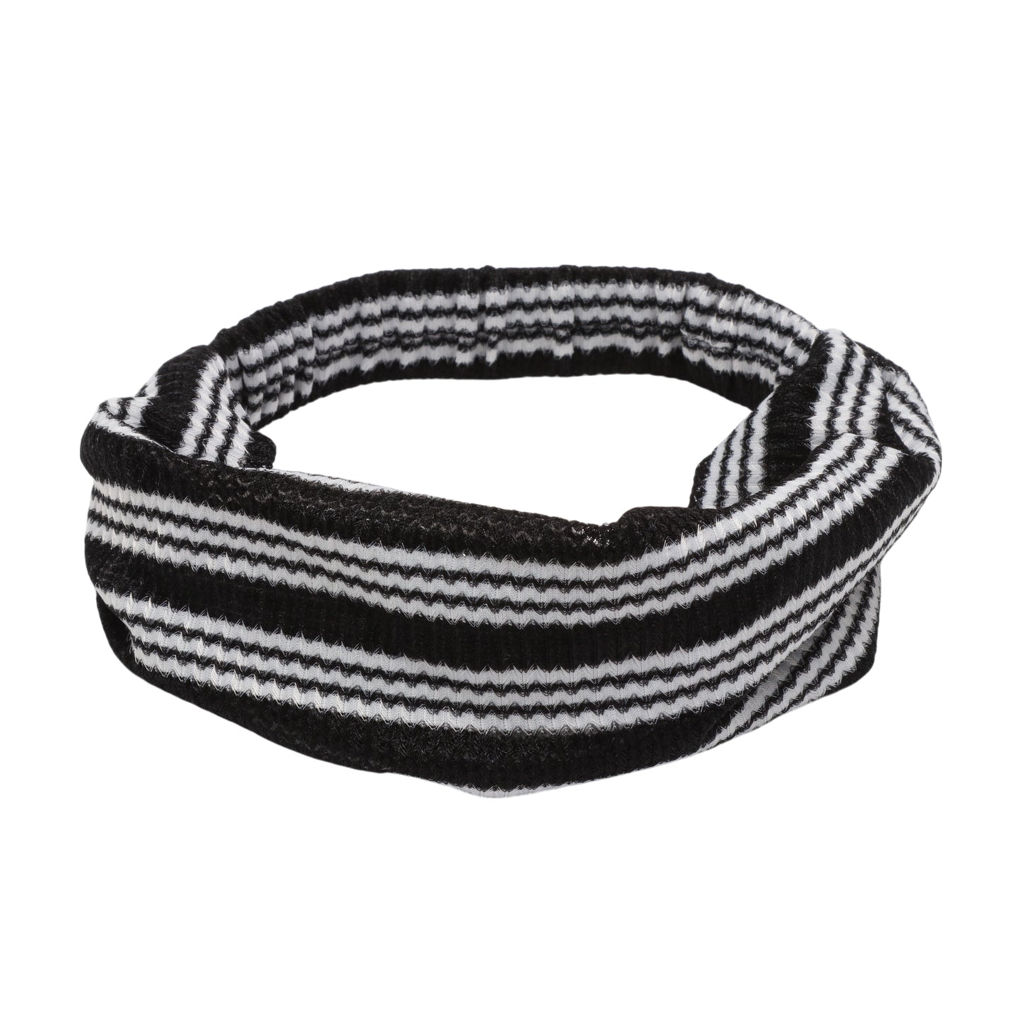 Stripes Stretch Fabric Wide Headband for Women Black 1 Pc