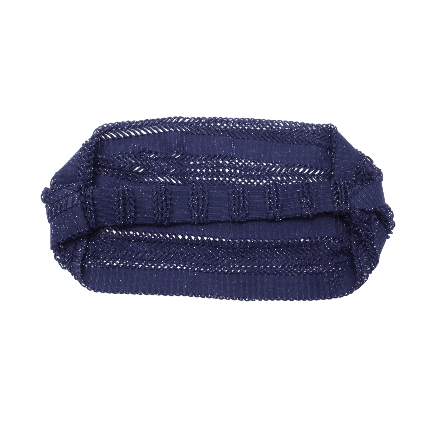 Knitted Hollow Wide Headband for Women Navy Blue 1 Pc