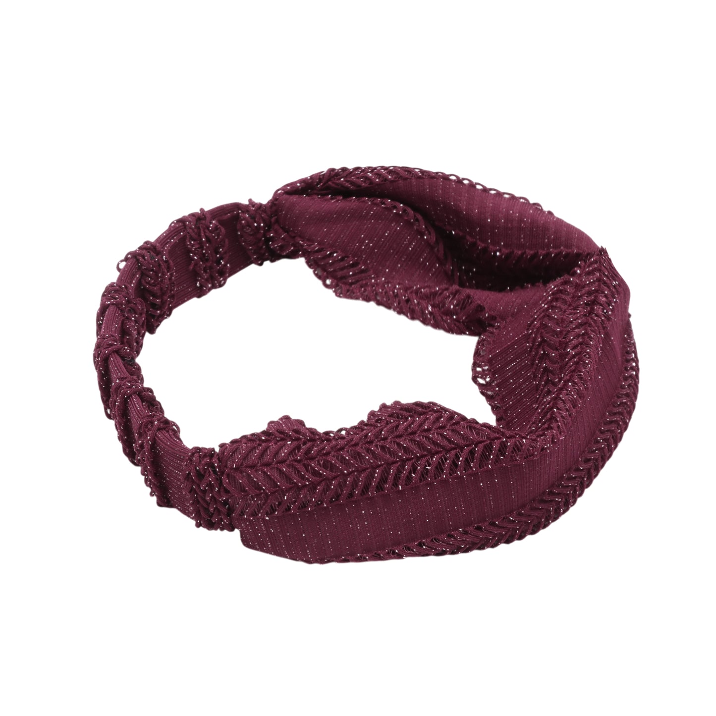 Knitted Hollow Wide Headband for Women Wine Red 1 Pc