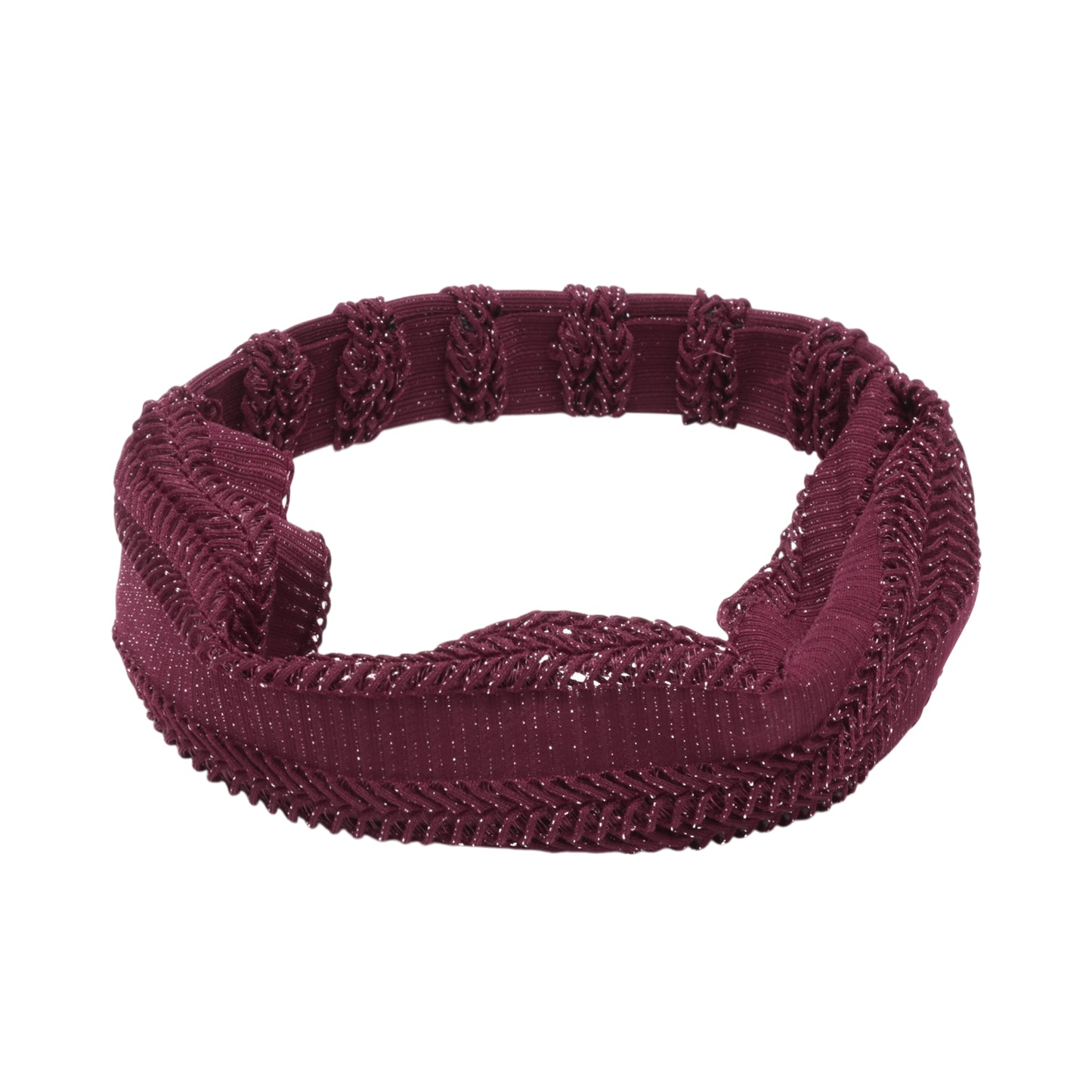 Knitted Hollow Wide Headband for Women Wine Red 1 Pc