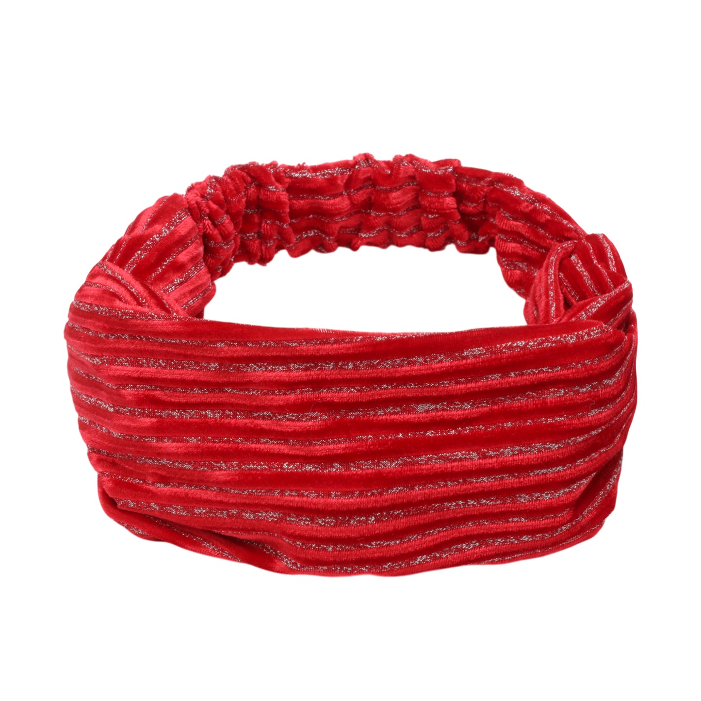 Horizontal Stripes Wide Fabric Headband for Women Red 1 Pc