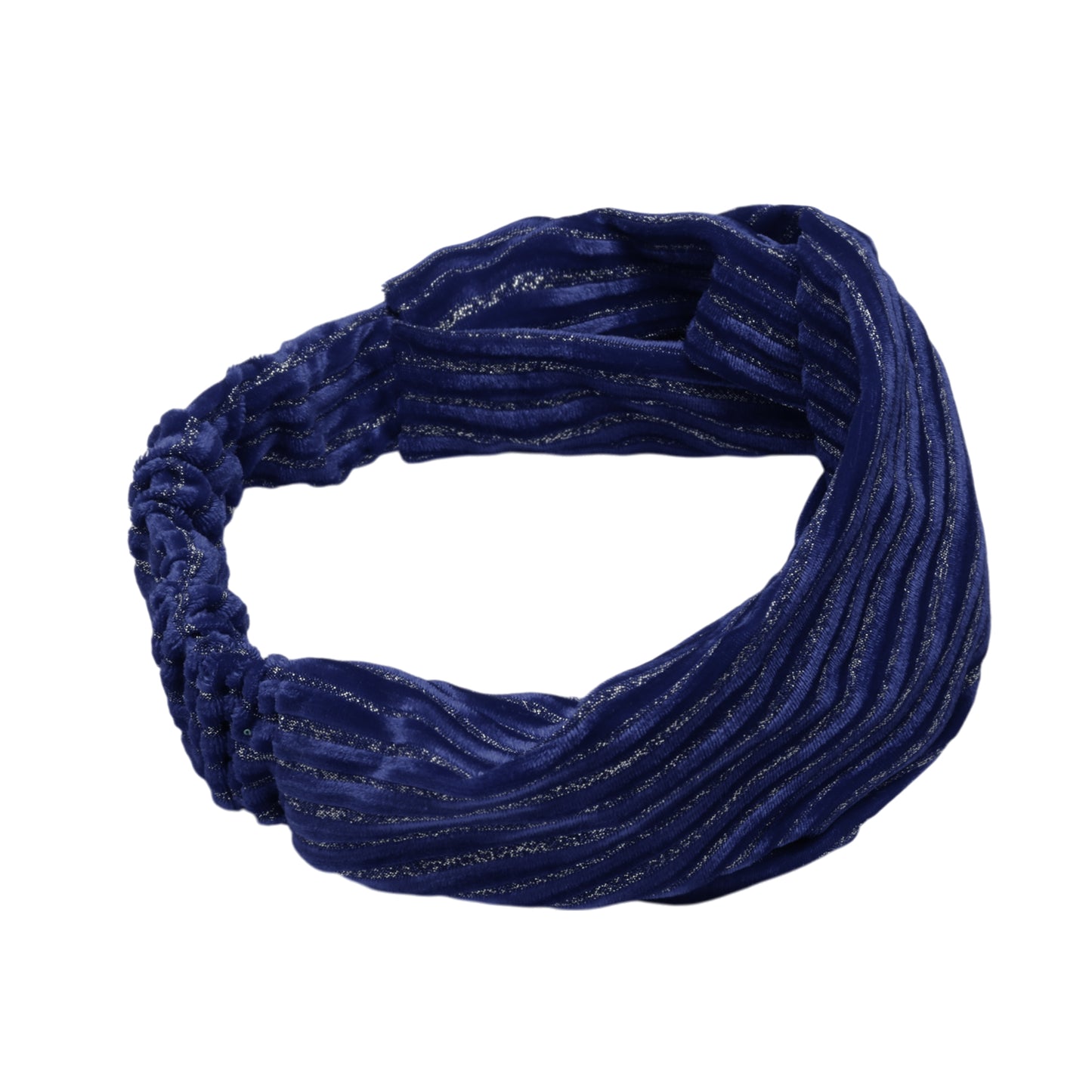 Horizontal Stripes Wide Fabric Headband for Women Navy Blue 1 Pc