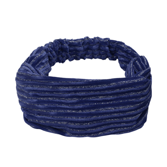 Horizontal Stripes Wide Fabric Headband for Women Navy Blue 1 Pc