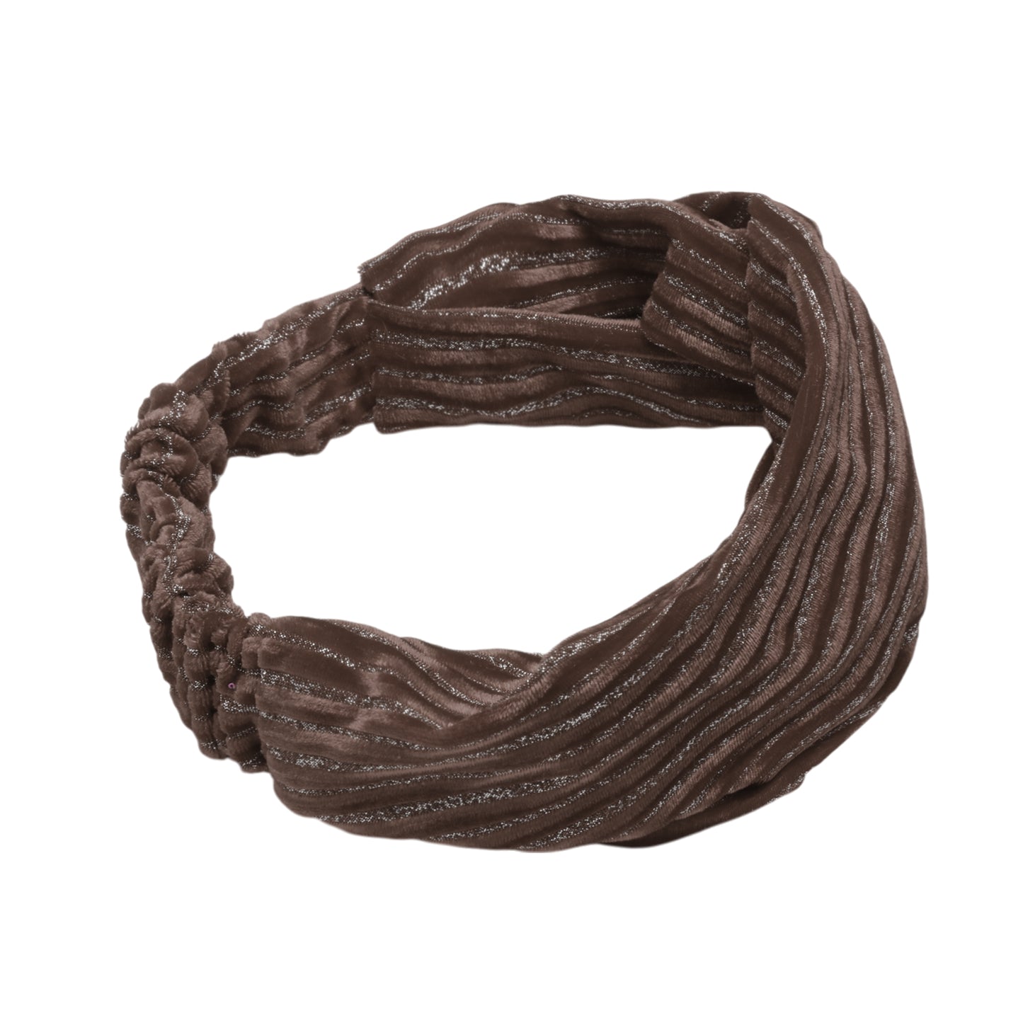 Horizontal Stripes Wide Fabric Headband for Women Coffee Color 1 Pc