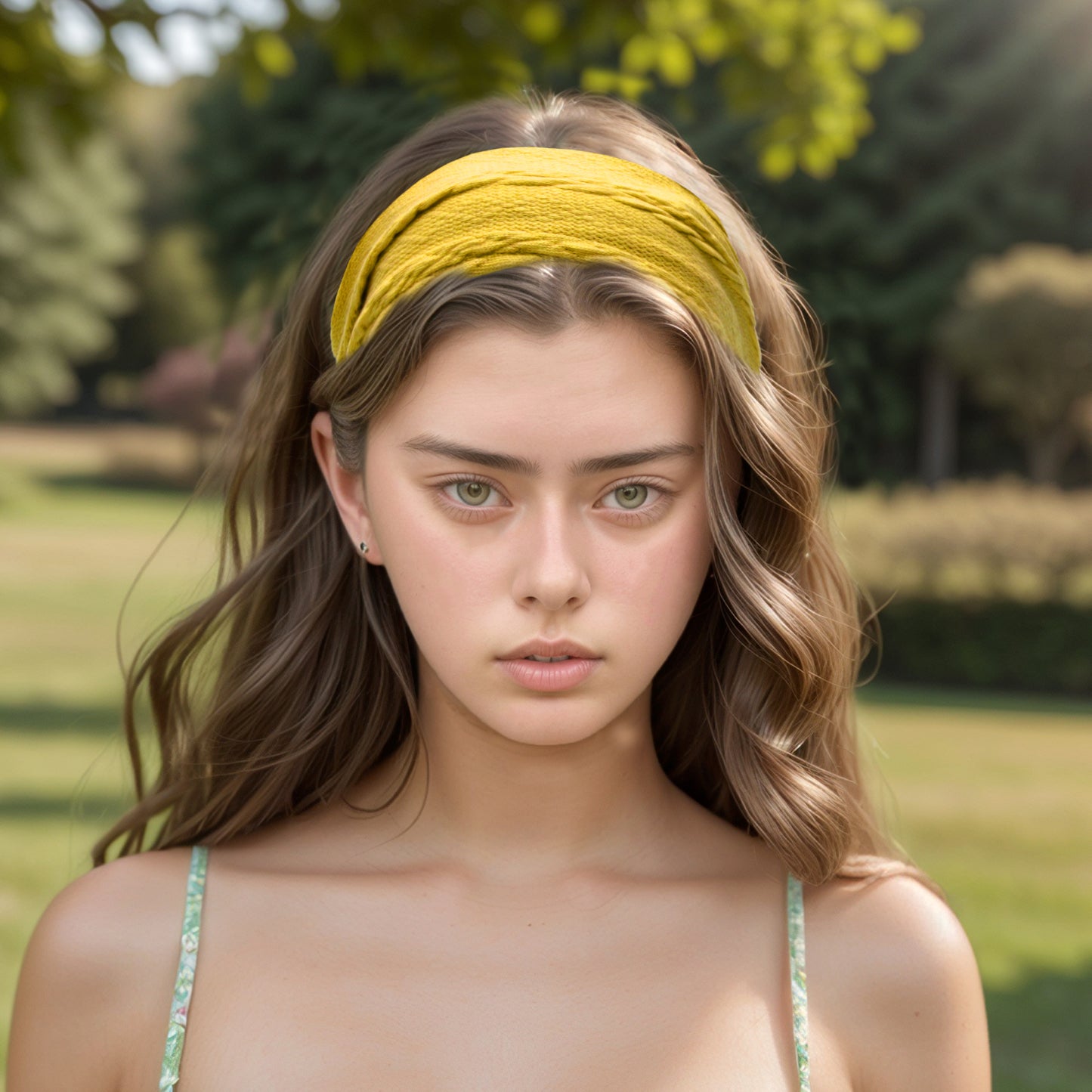 Cable Cable Knitted Wide Headband for Women, Yellow 1 Pc
