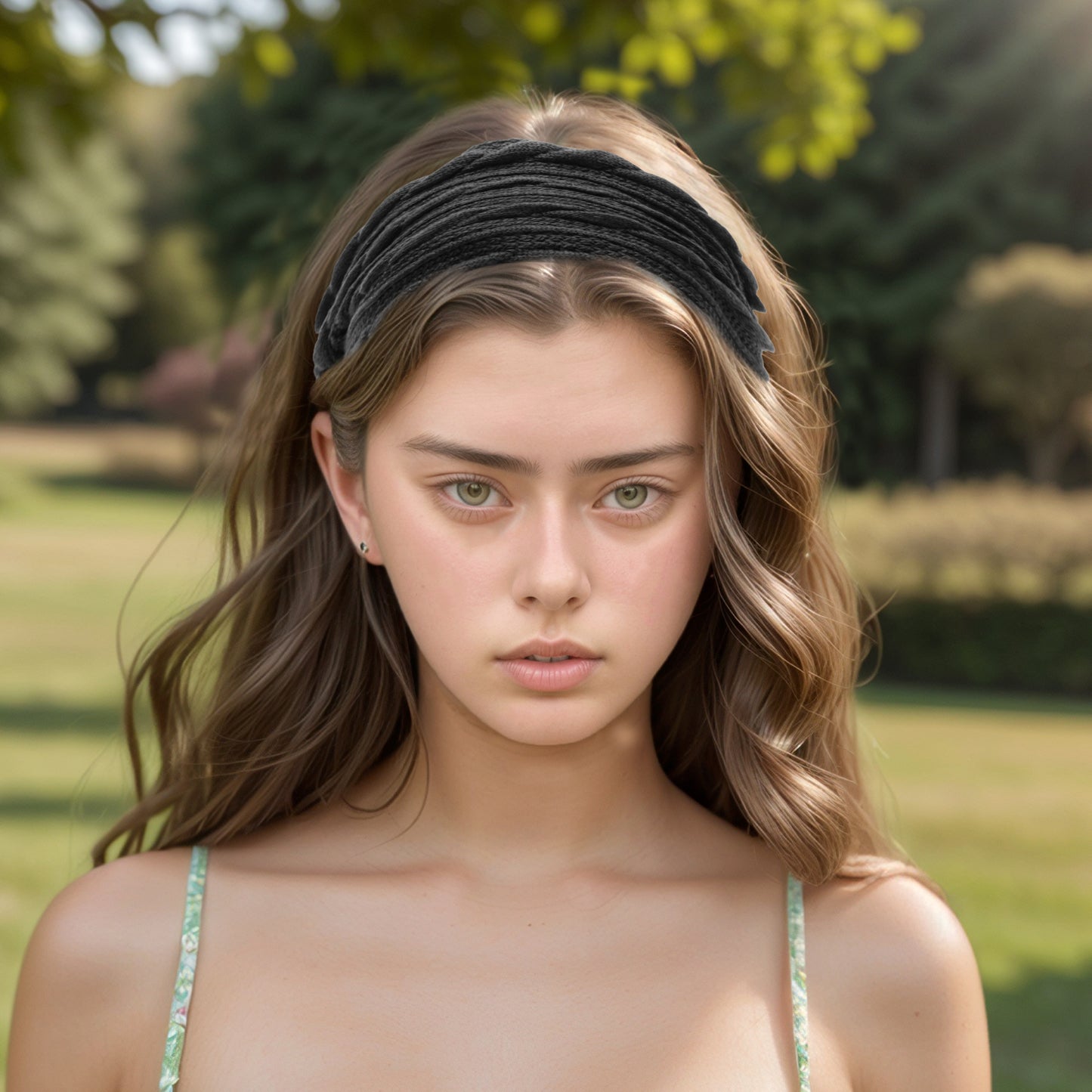 Cable Knitted Wide Headband for Women, Black 1 Pc