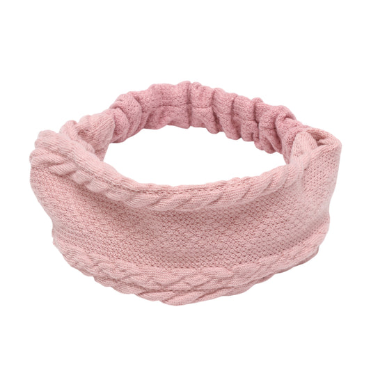 Cable Knitted Wide Headband for Women, Pink 1 Pc