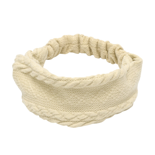 Cable Knitted Wide Headband for Women, Beige 1 Pc