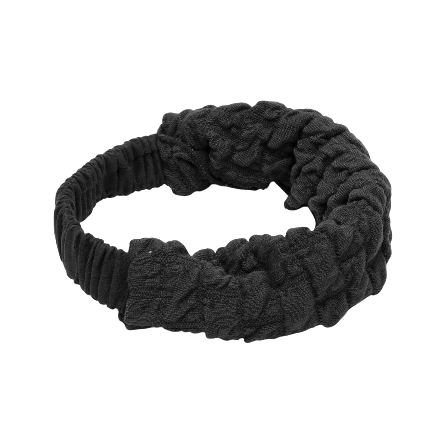 Elastic Texture Wide Headband for Women Black 1 Pc