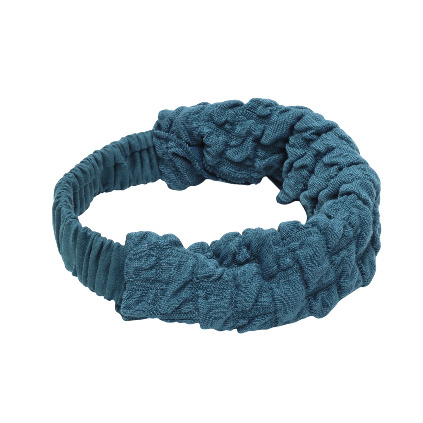 Diadema ancha con textura elástica para mujer, color azul lago, 1 unidad