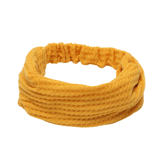 Diadema ancha con textura sólida para mujer, color amarillo, 1 unidad