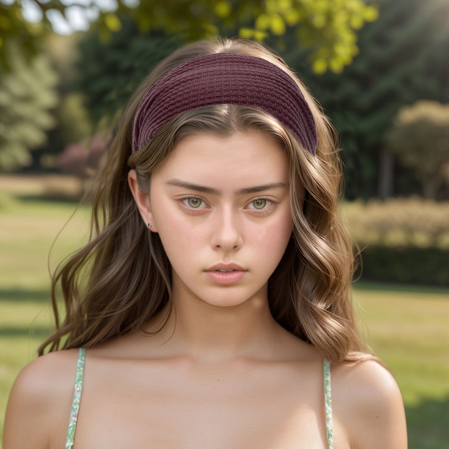 Diadema ancha con textura sólida para mujer, color rojo, 1 unidad