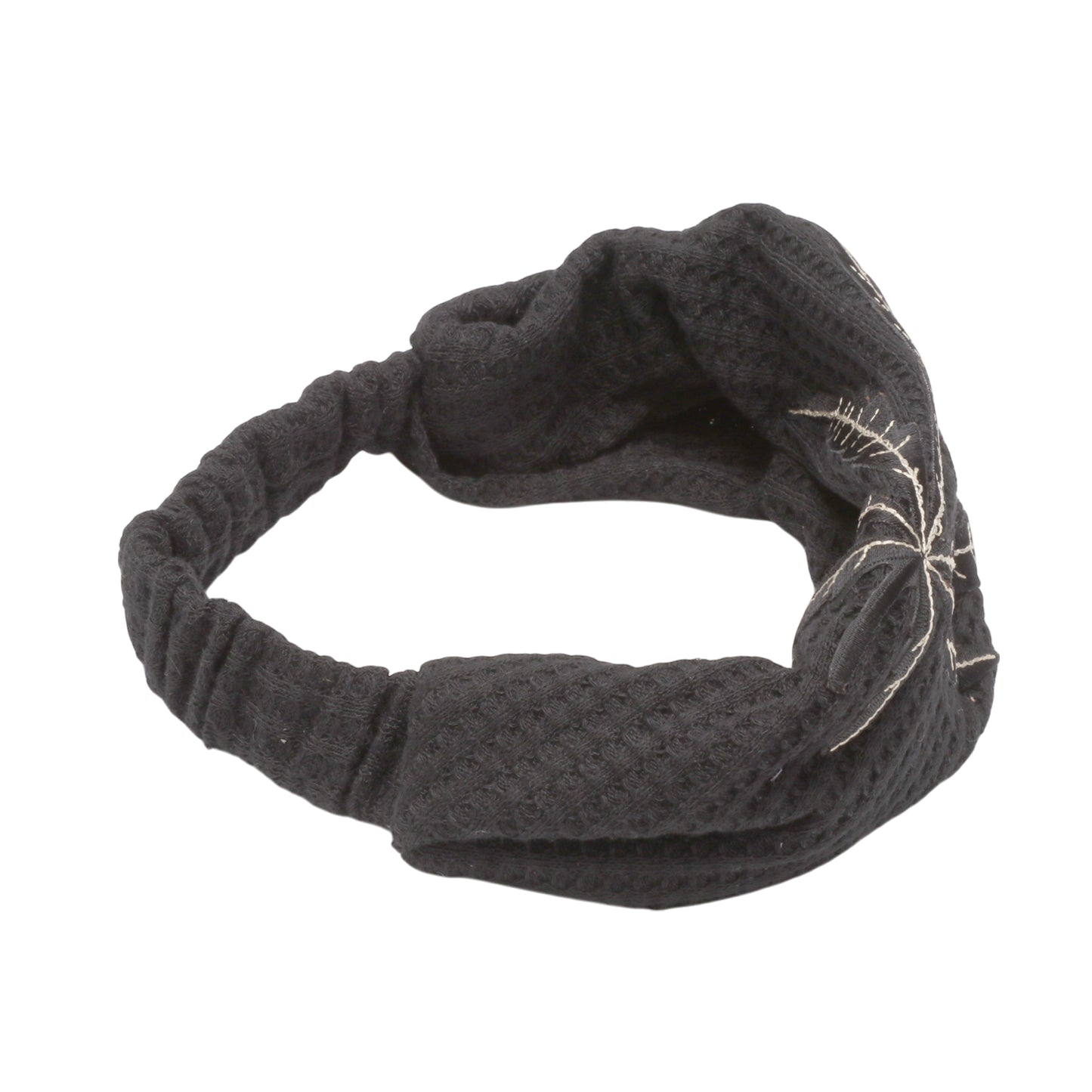 Diadema ancha con estampado de hojas para mujer, color negro, 1 unidad