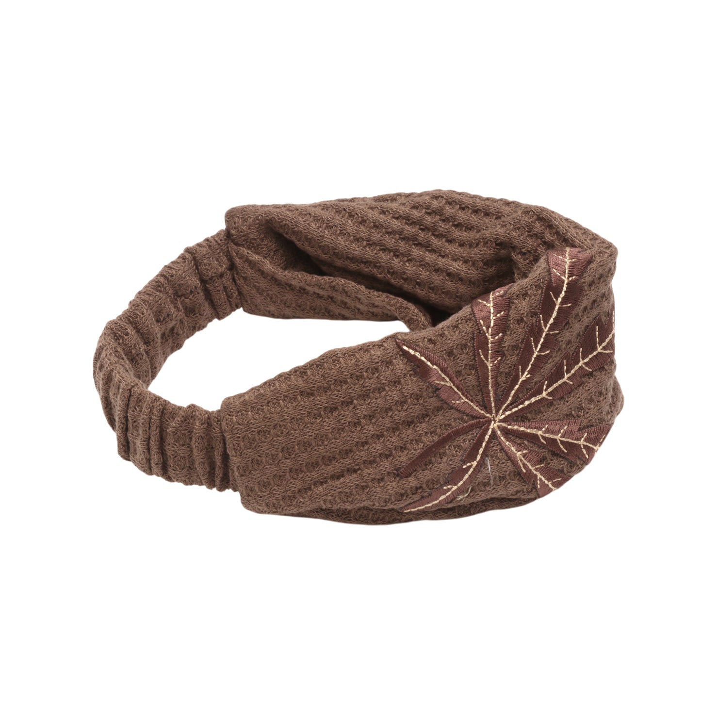 Diadema ancha con estampado de hojas para mujer, color café, 1 unidad