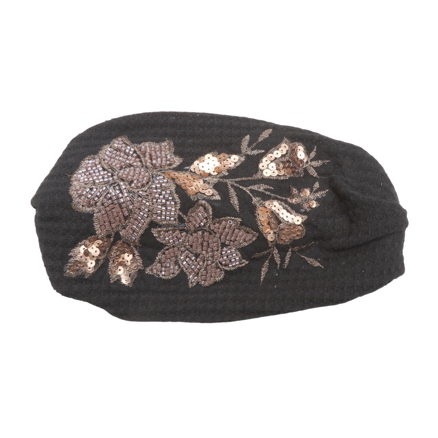 Diadema ancha con estampado de rosas para mujer, tono dorado y negro, 1 pieza