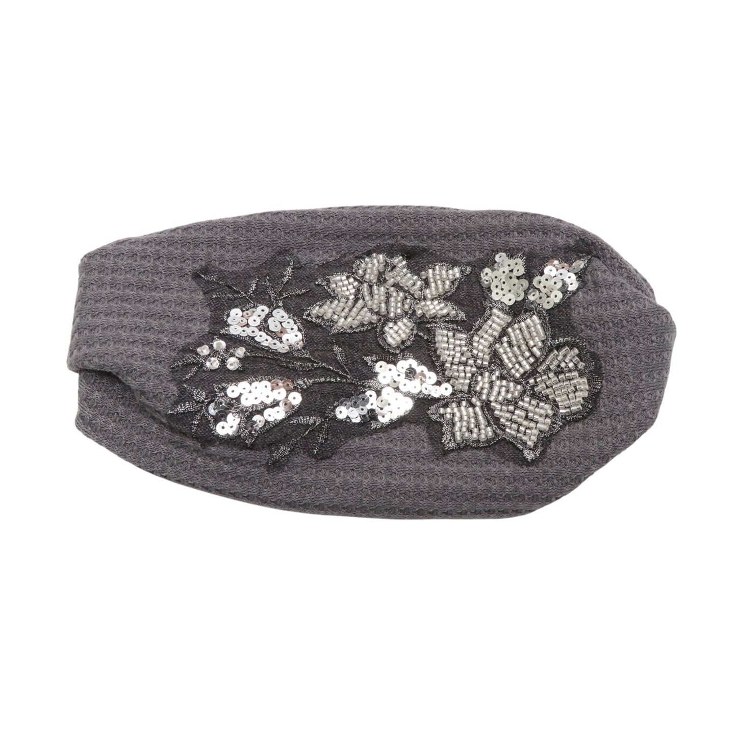 Rose Flower Pattern Wide Headband for Women, Gray Silver Tone 1 Pc