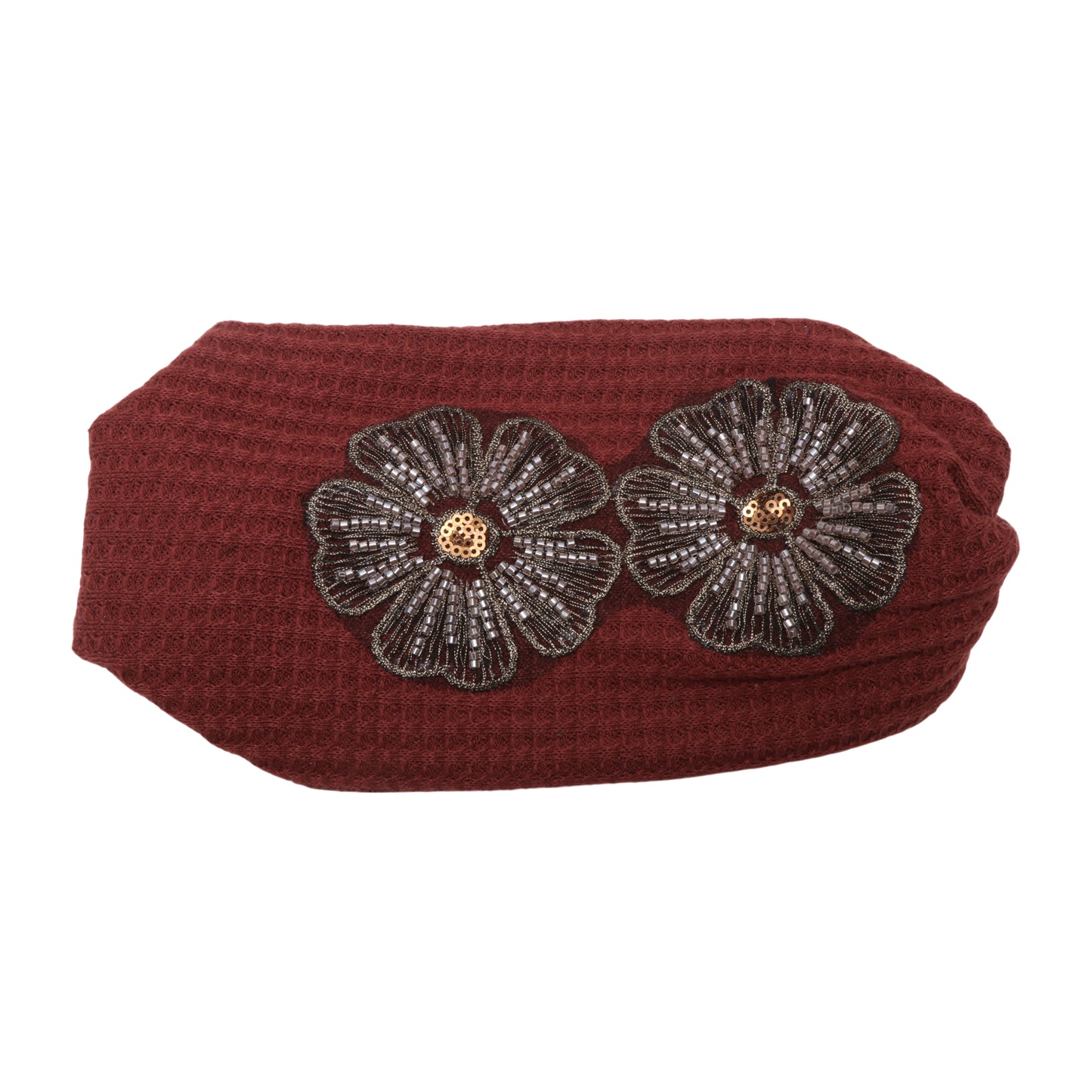 Diadema ancha vintage con flores y lentejuelas para mujer, tono dorado, 1 pieza