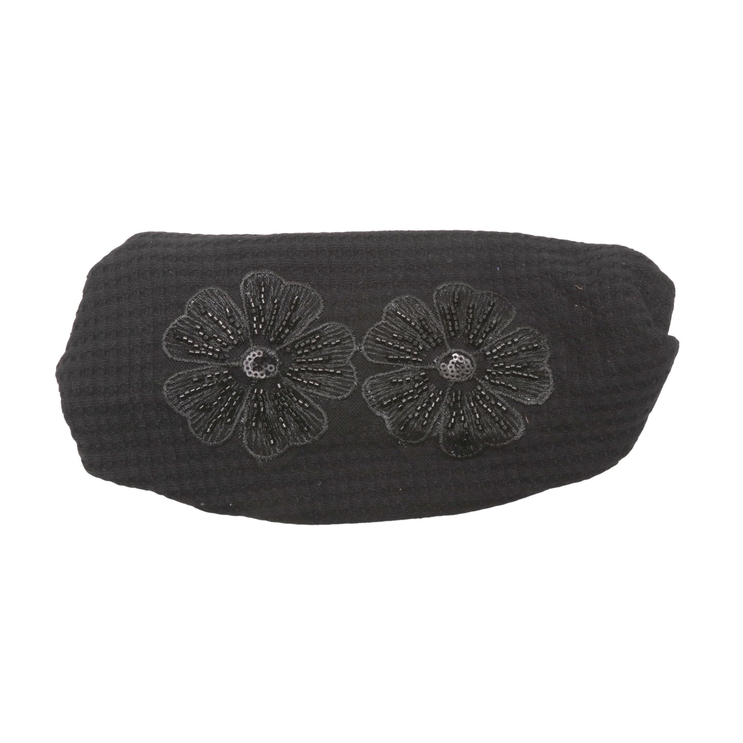Diadema ancha vintage con flores y lentejuelas para mujer, color negro, 1 unidad