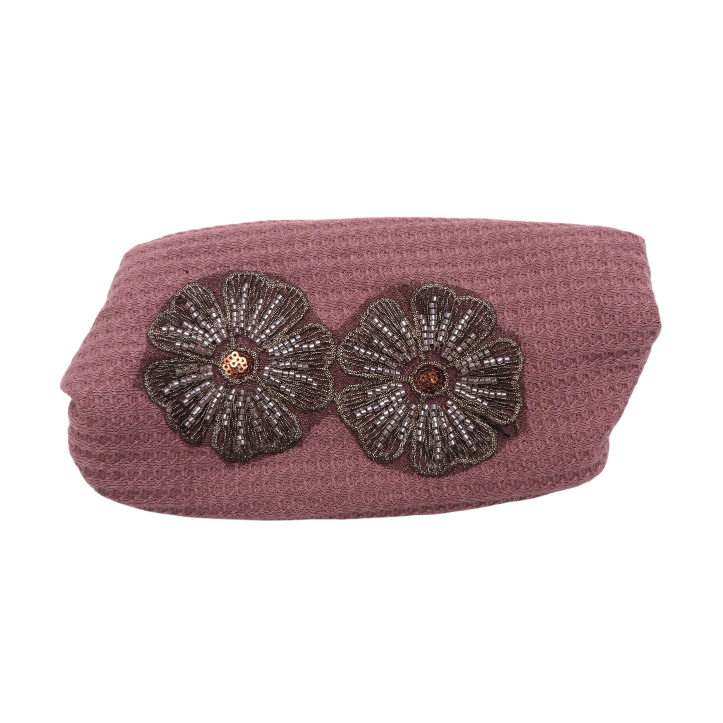 Diadema ancha vintage con flores de lentejuelas para mujer, color rosa camafeo, 1 pieza