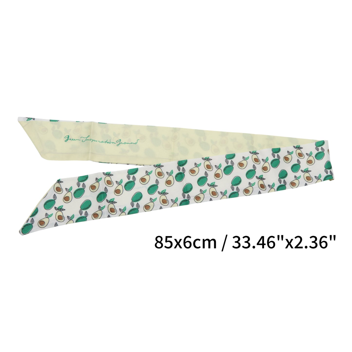 Fruit Print Long Ribbon Headband for Women Green 1 Pc