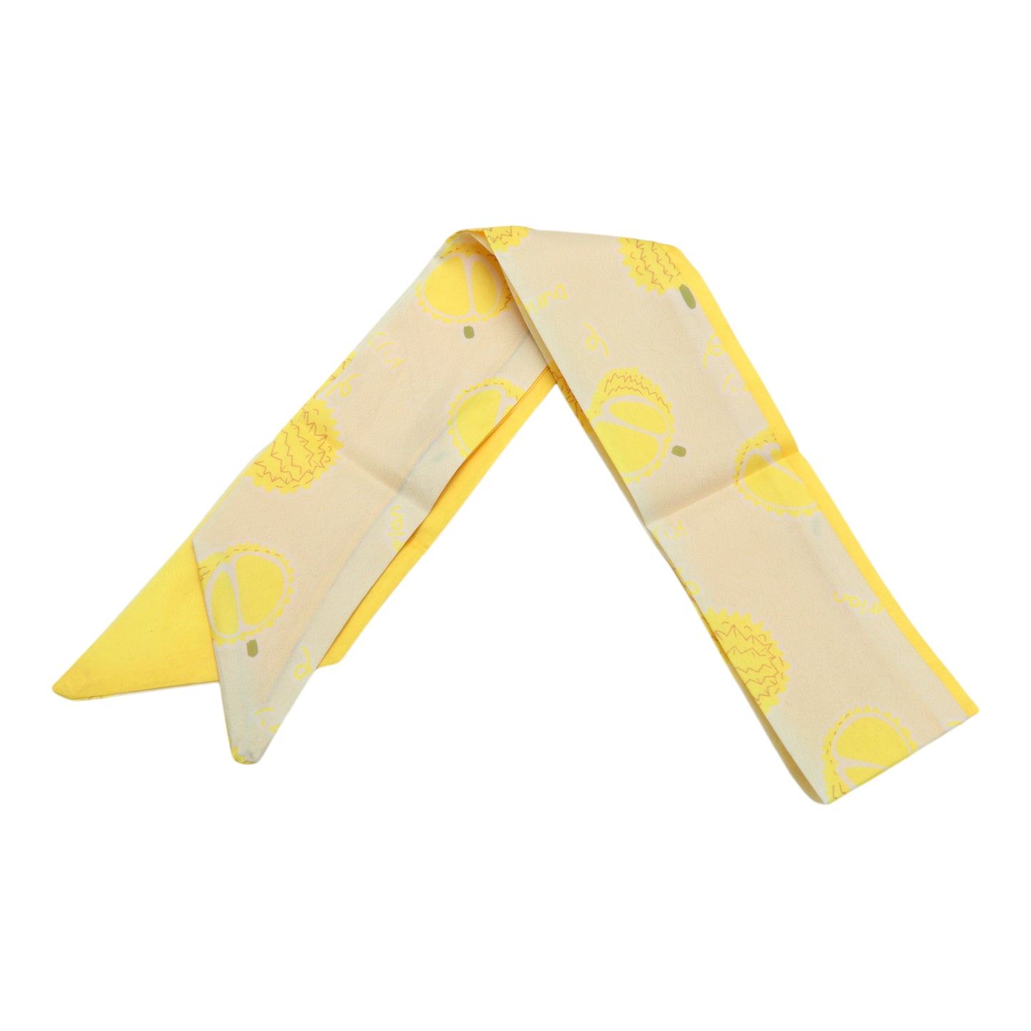 Fruit Print Long Ribbon Headband for Women Light Yellow 1 Pc