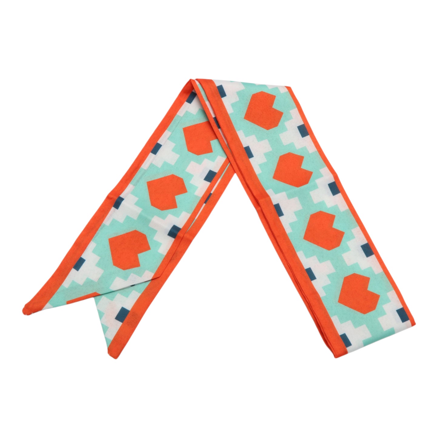 Heart Long Ribbon Headband for Women Blue White 1 Pc