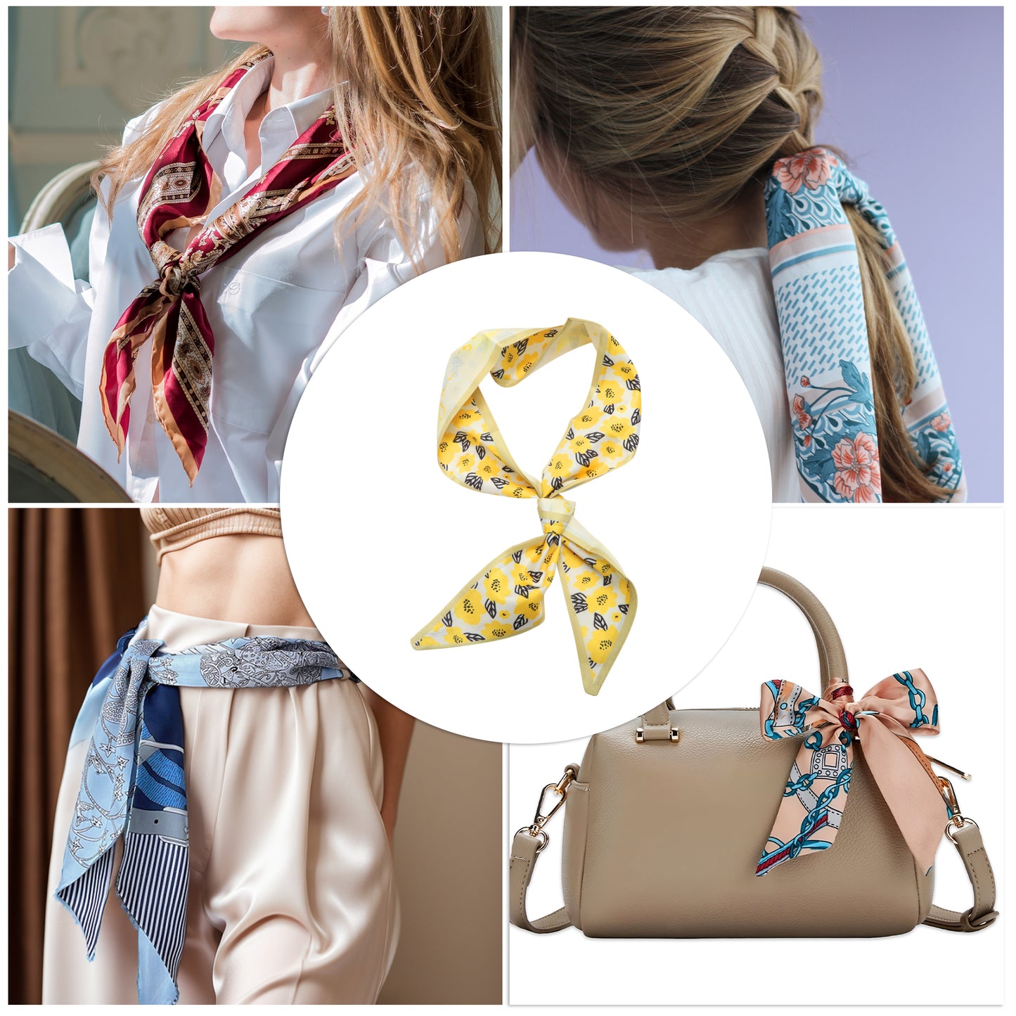 Flower Long Ribbon Headband for Women Yellow 1 Pc