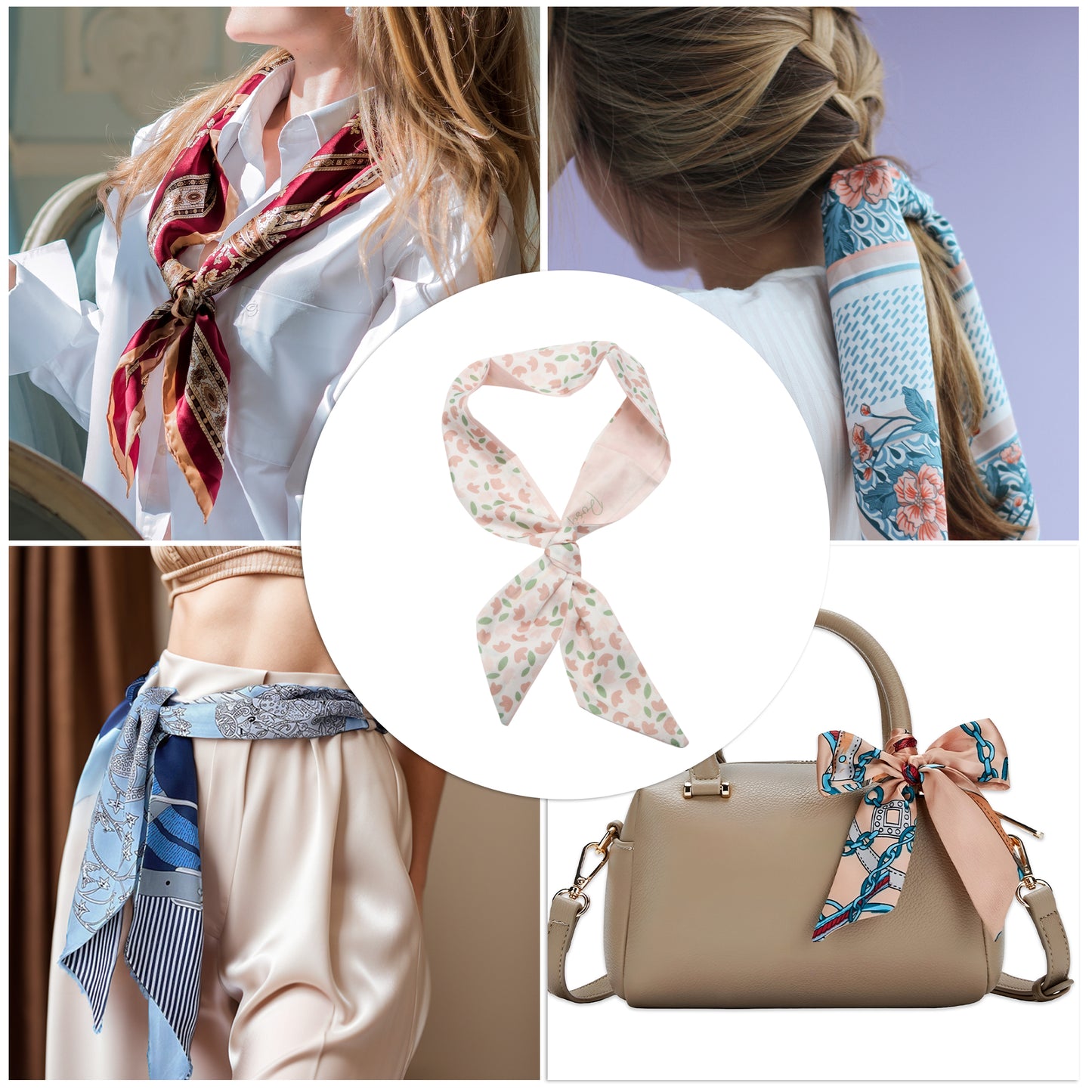 Ditsy Floral Long Ribbon Headband for Women Pink 1 Pc