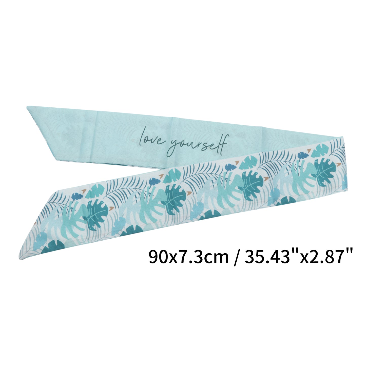 Diadema larga con estampado de hojas para mujer, color azul, 1 unidad