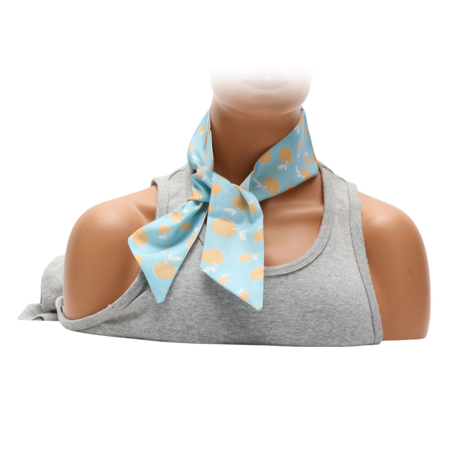 Long Ribbon Leaves Pattern Headband for Women Light Blue White 1 Pc
