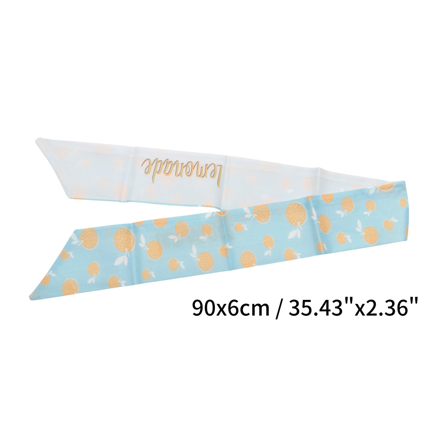 Long Ribbon Leaves Pattern Headband for Women Light Blue White 1 Pc