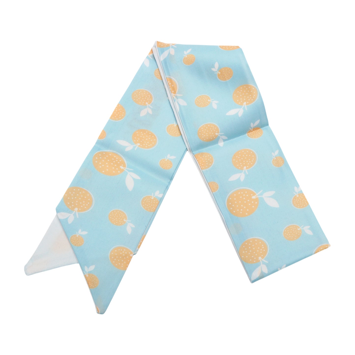 Long Ribbon Leaves Pattern Headband for Women Light Blue White 1 Pc