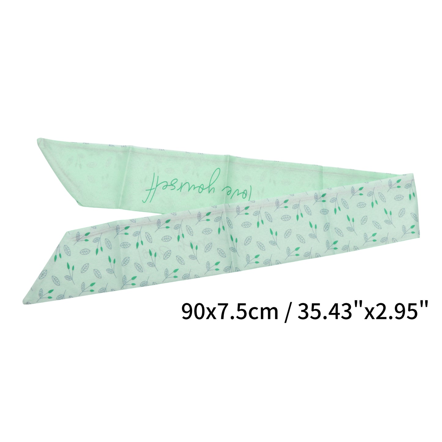 Long Ribbon Leaves Pattern Headband for Women Light Green 1 Pc