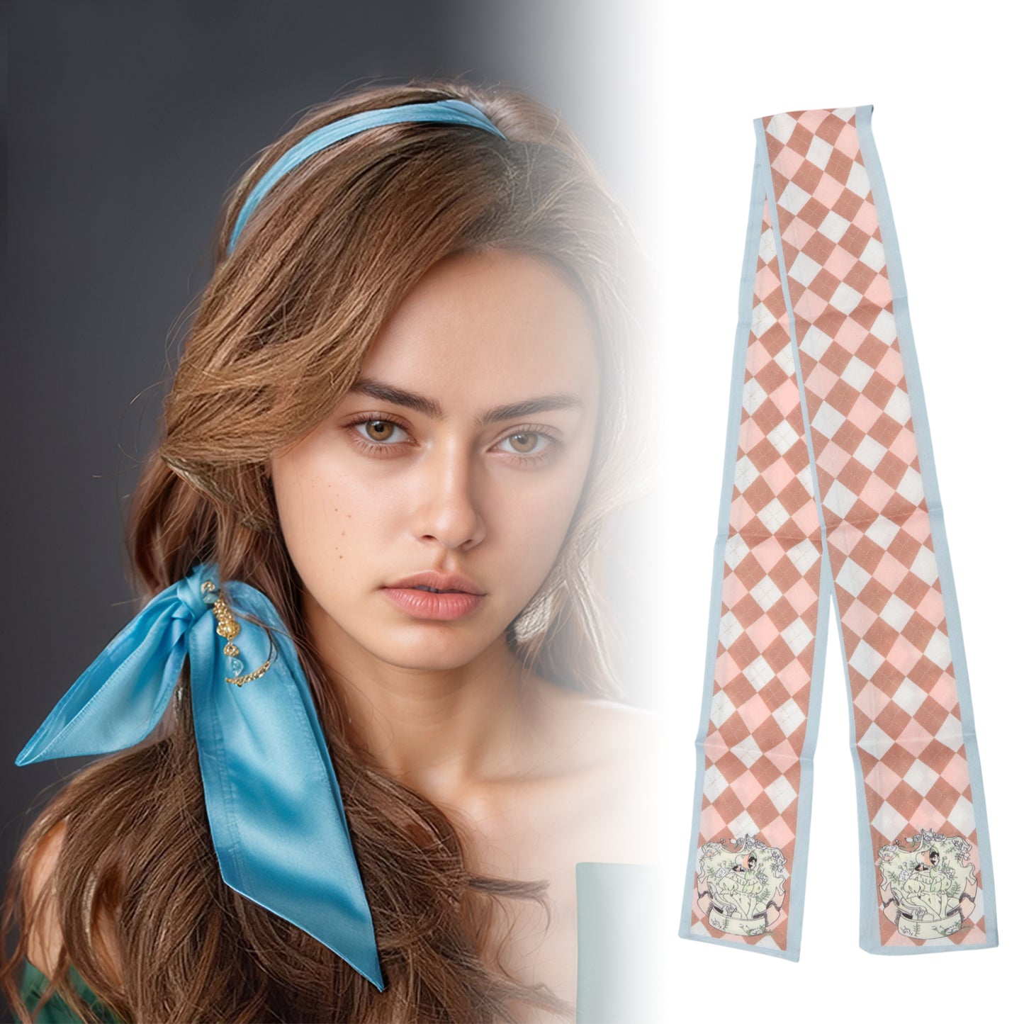 Diadema con figura de rombos para mujer, azul y rosa, 1 unidad