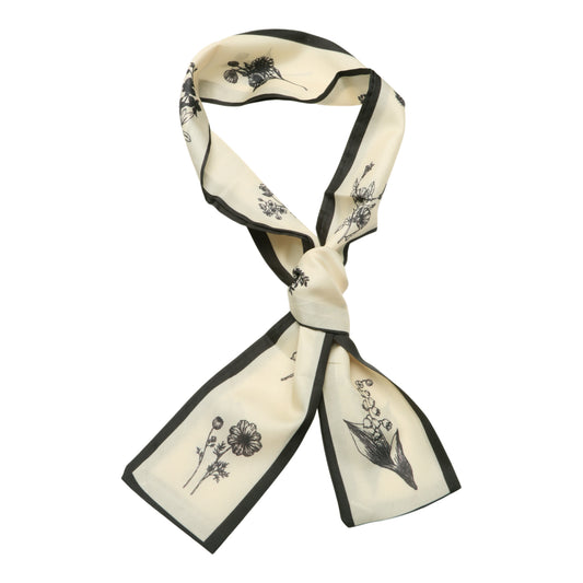 Diadema larga con flores para mujer, color negro y beige, 1 unidad