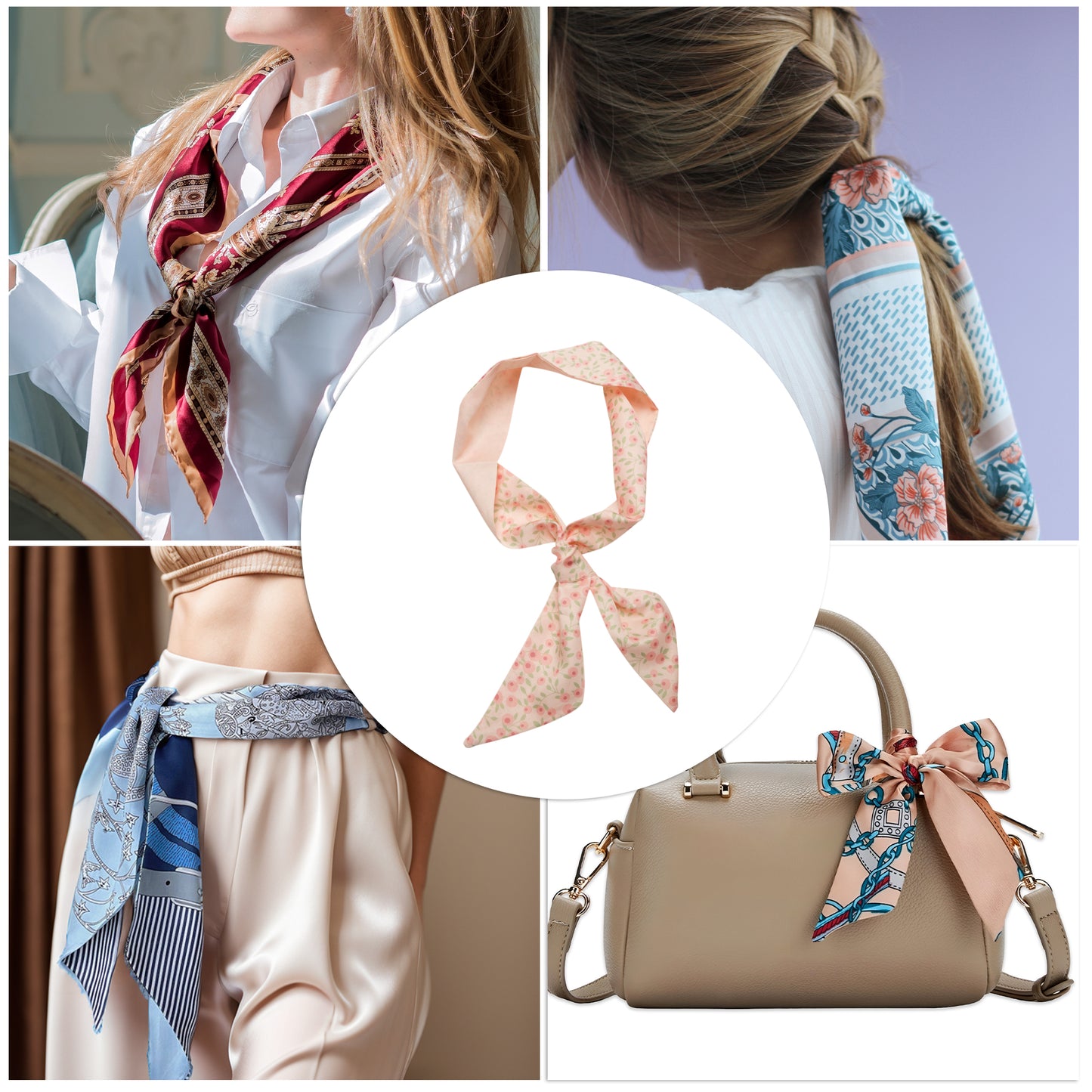 Ditsy Flower Long Ribbon Headband for Women Pink 1 Pc