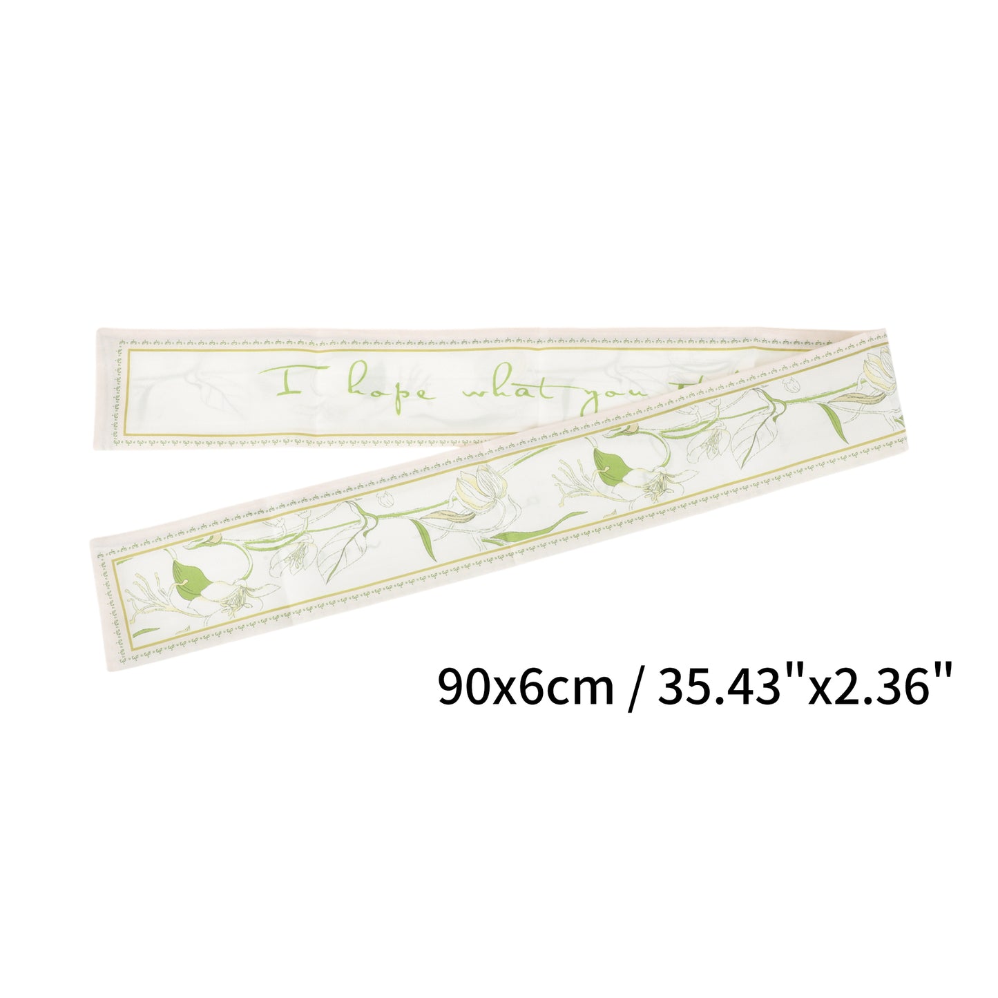Flower Long Ribbon Headband for Women Beige Green 1 Pc