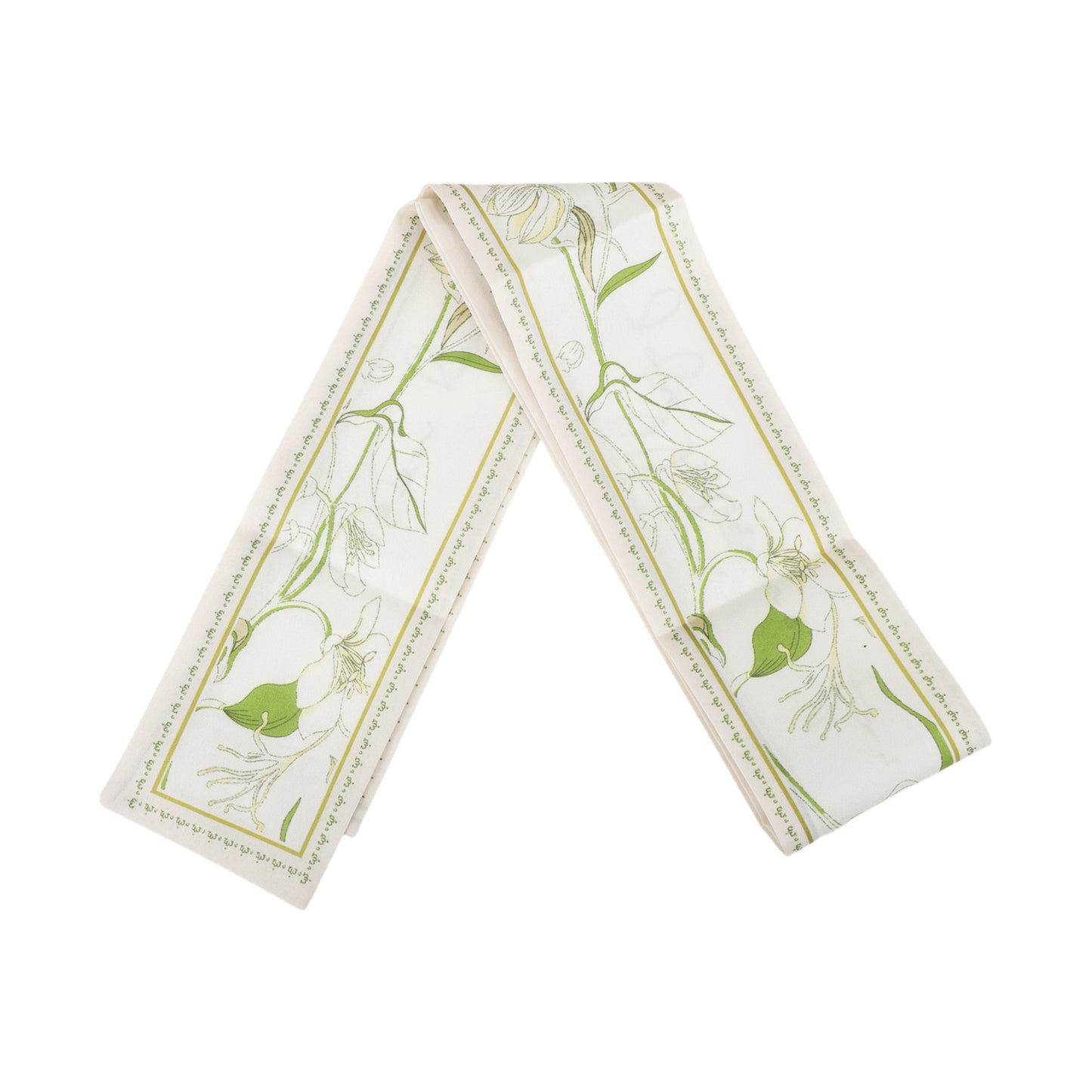 Flower Long Ribbon Headband for Women Beige Green 1 Pc