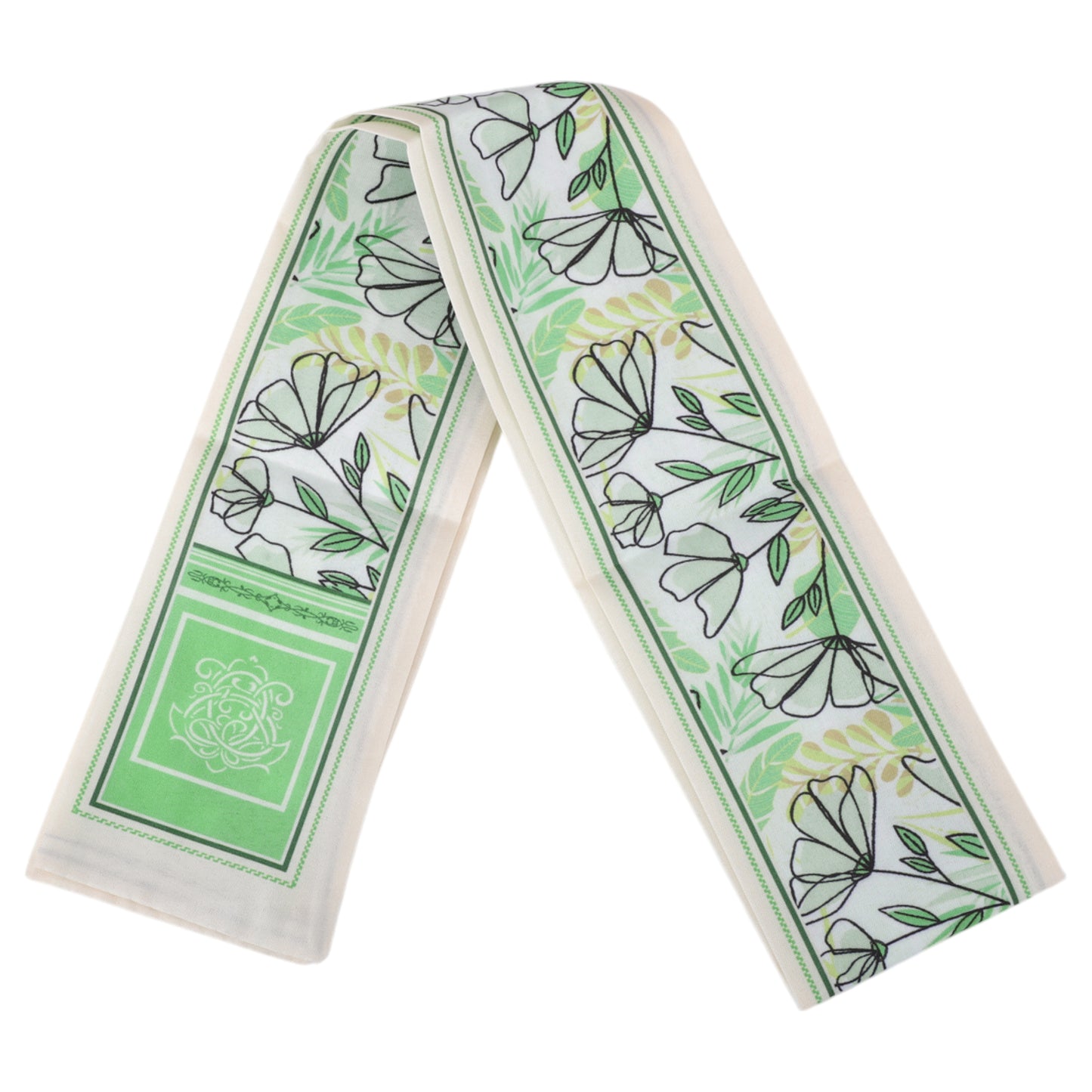 Flower Leaves Long Ribbon Headband for Women Light Green 1 Pc