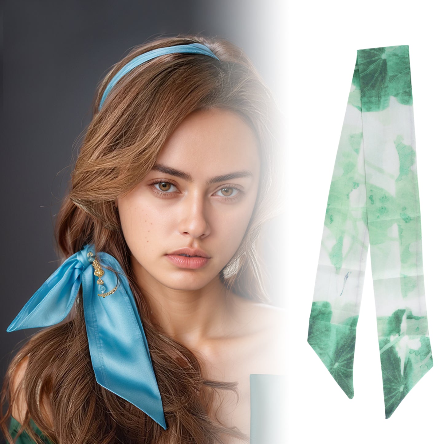 Vintage Lotus Leaf Headband for Women Green 1 Pc