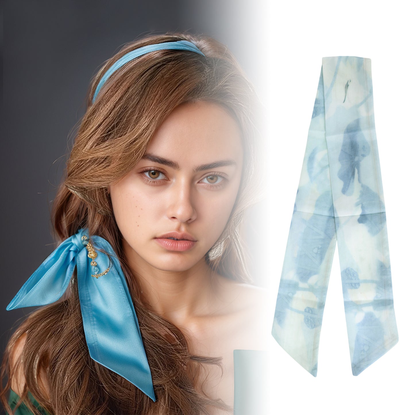 Vintage Lotus Leaf Headband for Women Blue 1 Pc