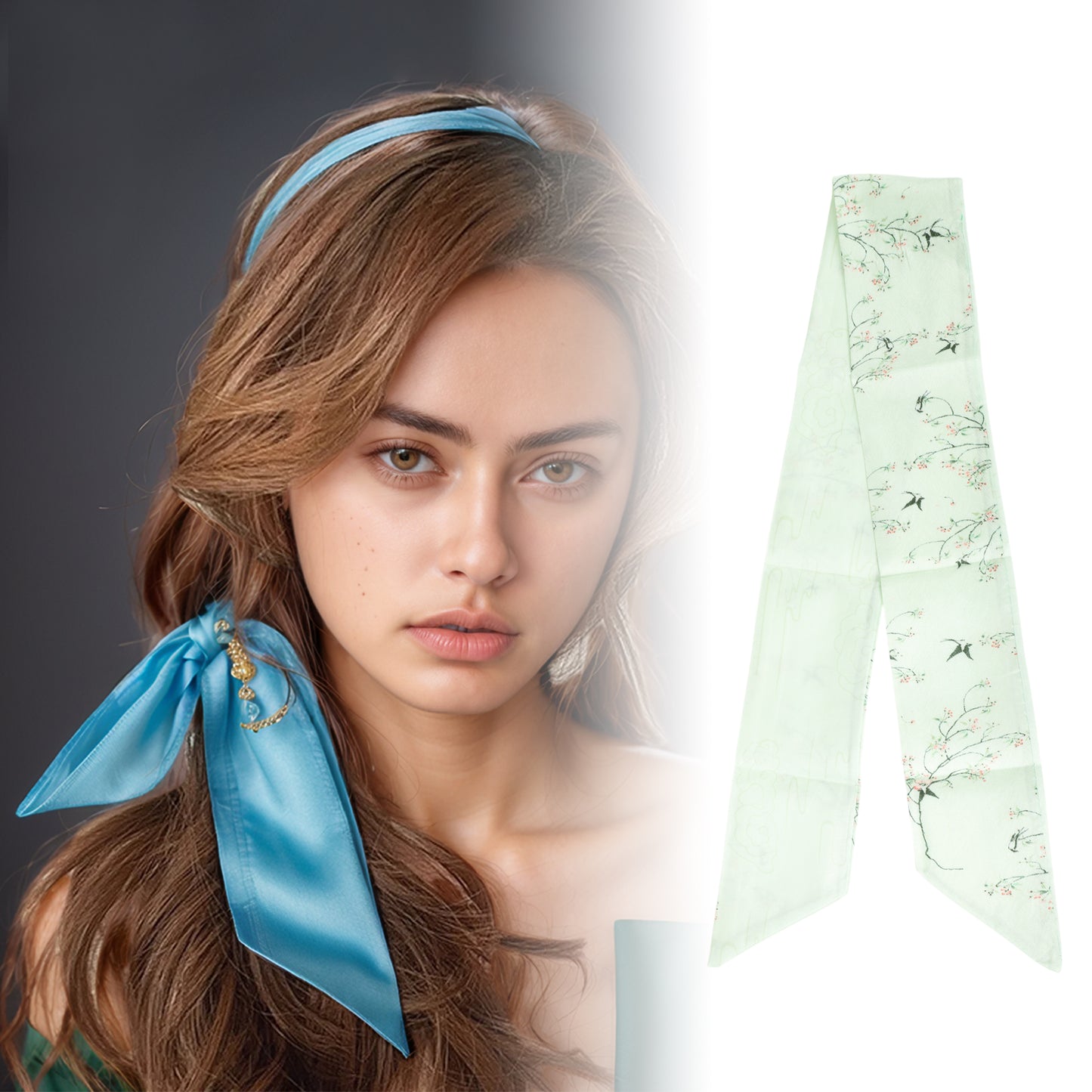 Vintage Swallow Flower Headband for Women Beige 1 Pc