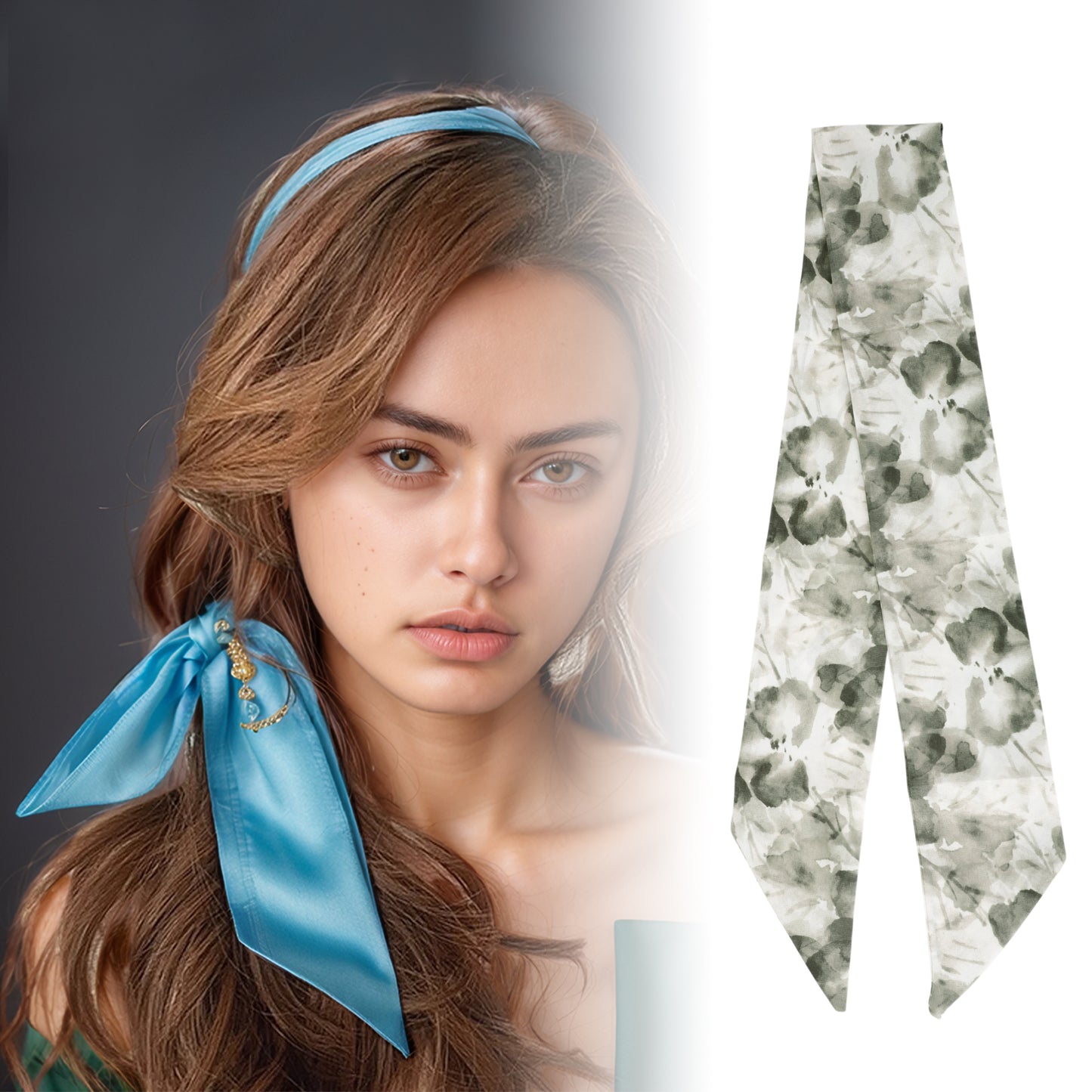 Vintage Lotus Field Headband for Women Gray Black 1 Pc