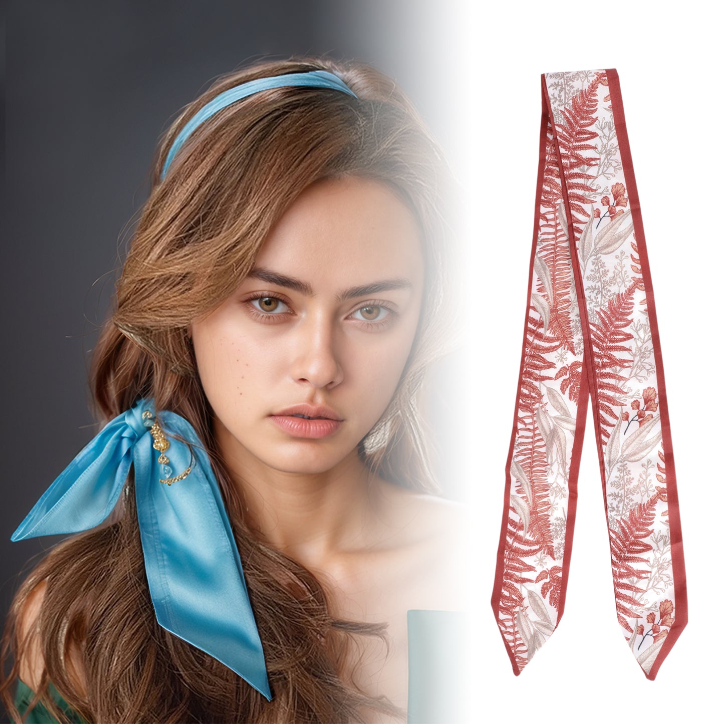 Leaf Self Tie Headband for Women Red 1 Pc