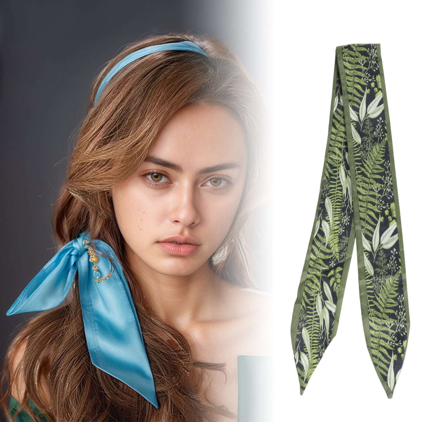 Leaf Self Tie Headband for Women Green 1 Pc