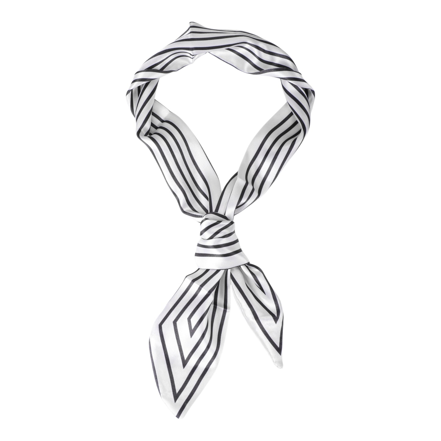 Self-tie Stripes Satin Headband Neckerchief for Women White 1 Pc