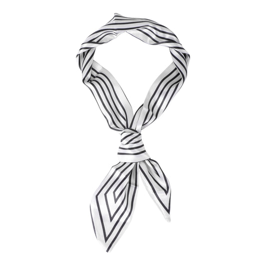 Self-tie Stripes Satin Headband Neckerchief for Women White 1 Pc