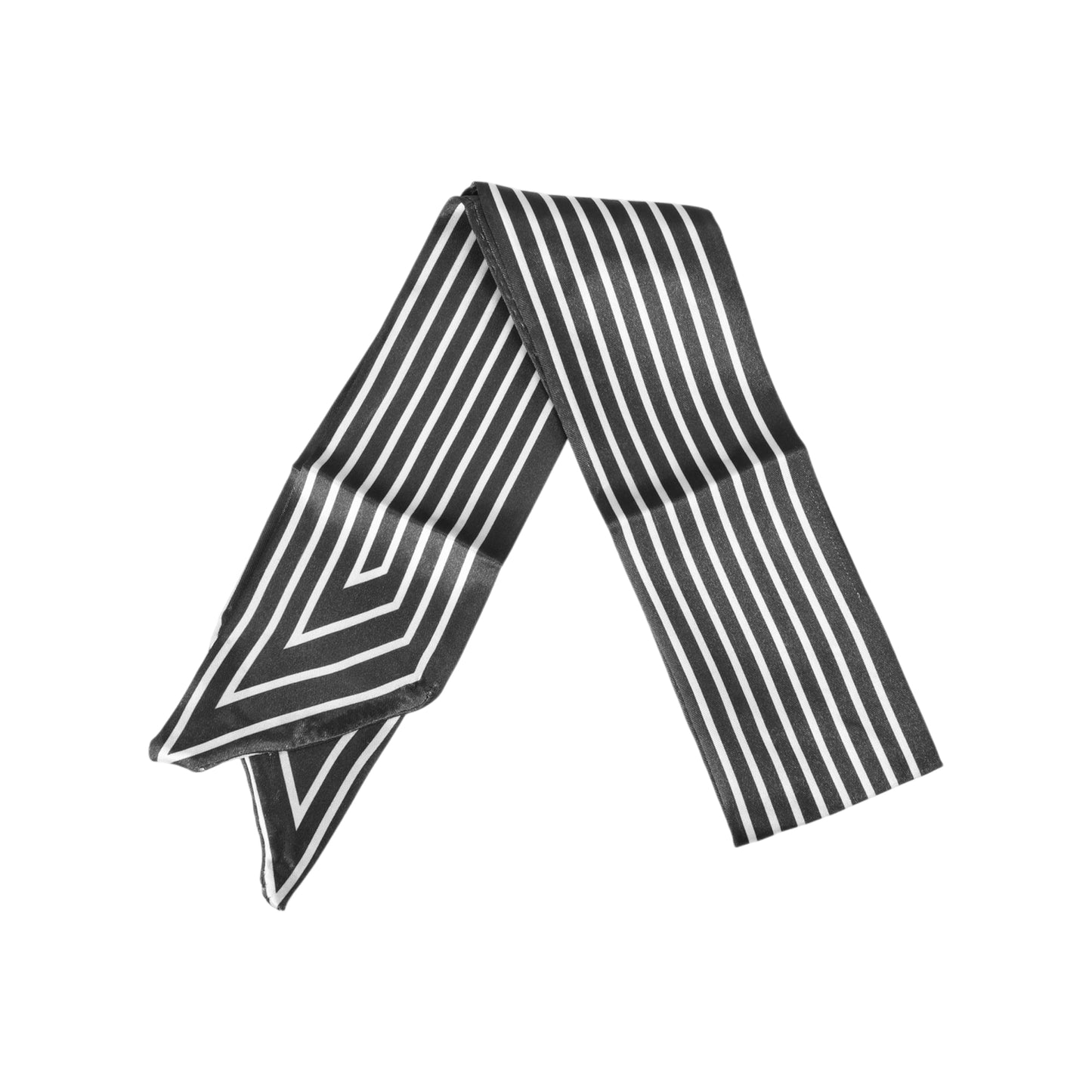 Self-tie Stripes Satin Headband Neckerchief for Women Black White 1 Pc