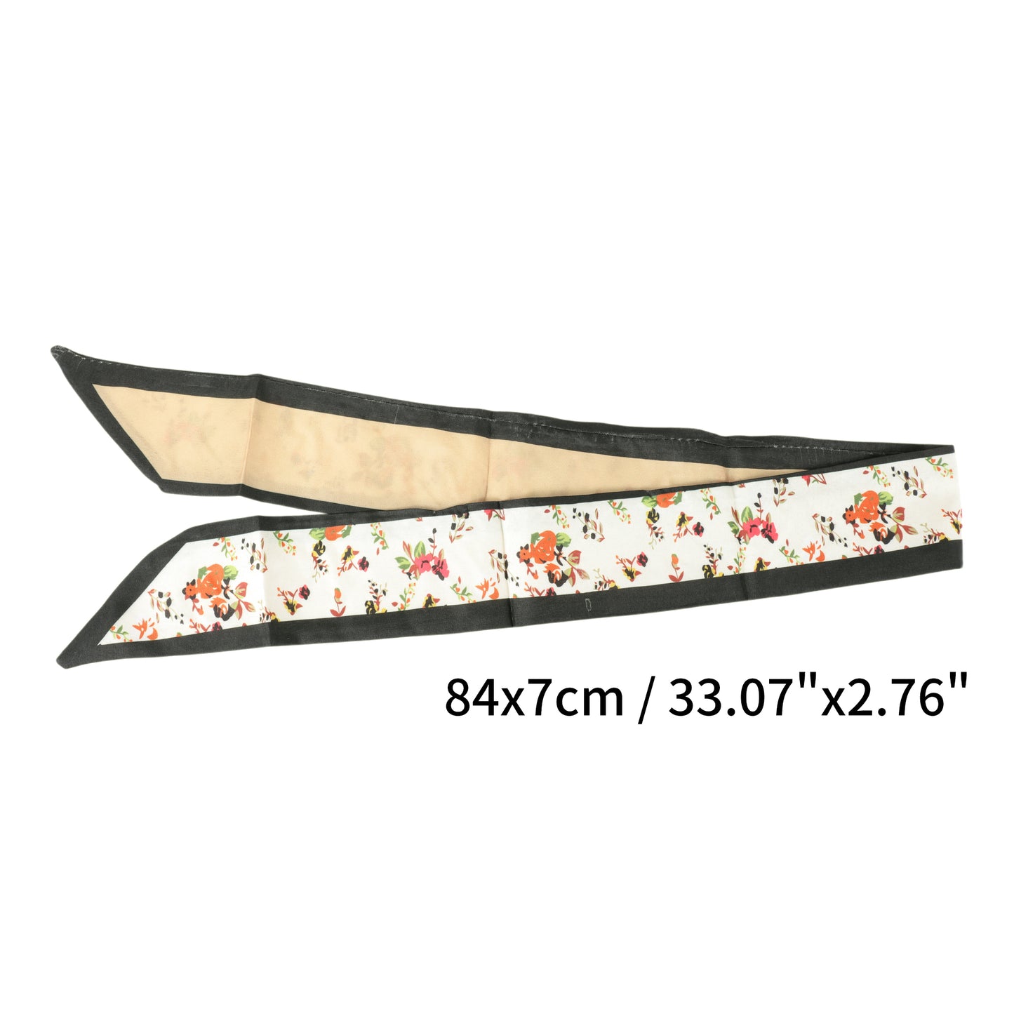 Ditsy Floral Satin Headband for Women Black Beige 1 Pc